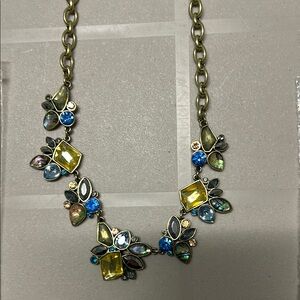 New Blue & Crystal Shell Cluster Necklace